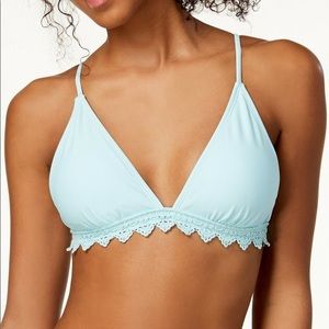 California Waves NEW Crochet Lace Light Blue Triangle Bikini Removable Pads NWT